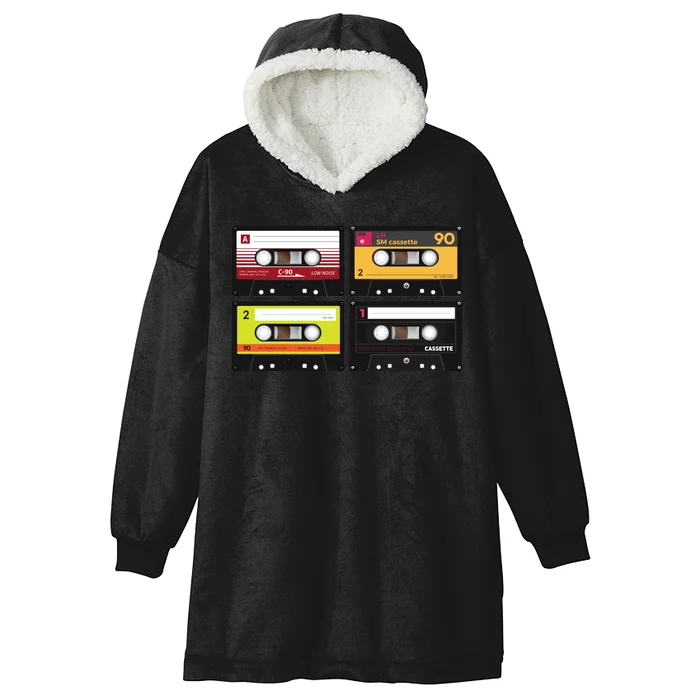 Cassette Tapes Music Mixtape Vintage Retro 80s Tech Hooded Wearable Blanket