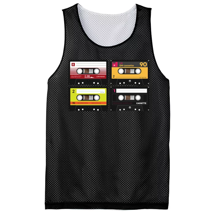 Cassette Tapes Music Mixtape Vintage Retro 80s Tech Mesh Reversible Basketball Jersey Tank