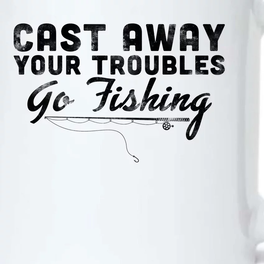 Cast Away Your Troubles Go Fishing Black Color Changing Mug