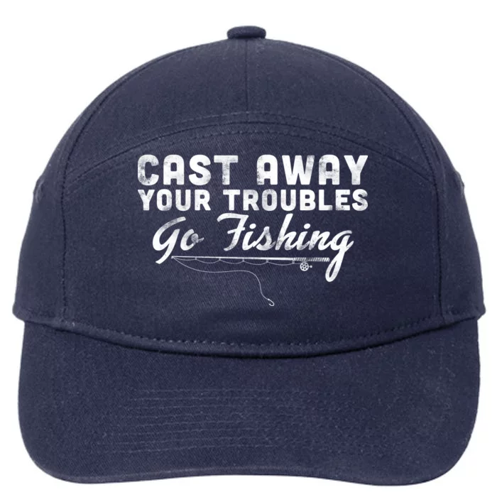 Cast Away Your Troubles Go Fishing 7-Panel Snapback Hat