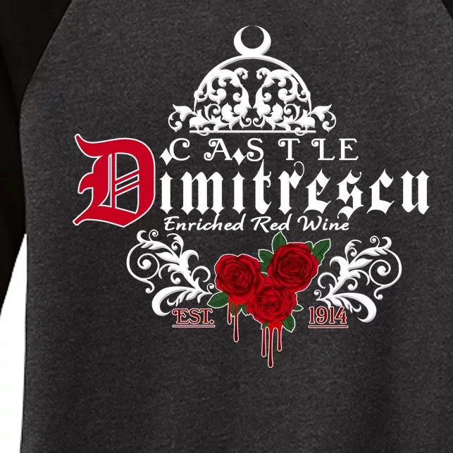 Castle Dimitrescu Village Wine Est 1914 Women's Tri-Blend 3/4-Sleeve Raglan Shirt