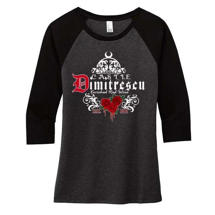 Castle Dimitrescu Village Wine Est 1914 Women's Tri-Blend 3/4-Sleeve Raglan Shirt