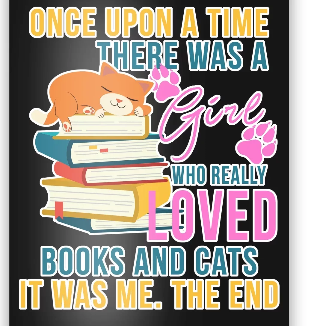 Cat And Books Girl Poster