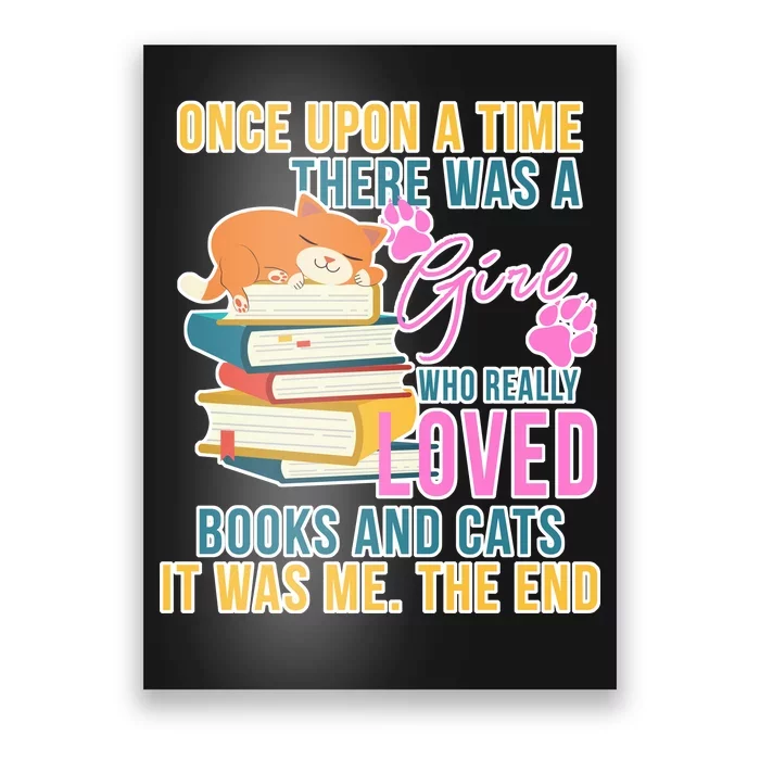 Cat And Books Girl Poster