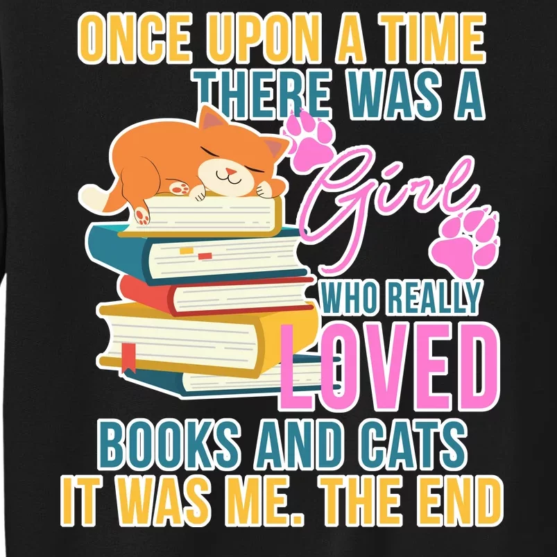 Cat And Books Girl Tall Sweatshirt