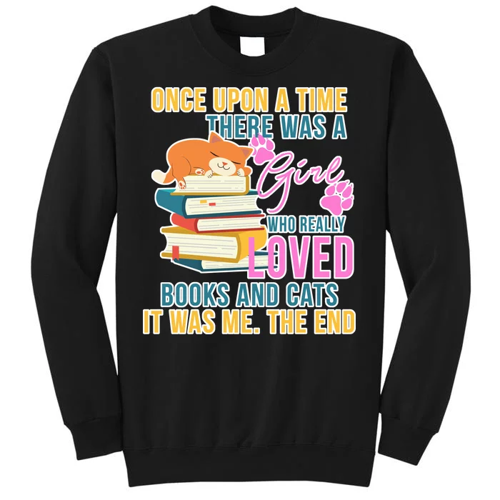 Cat And Books Girl Tall Sweatshirt