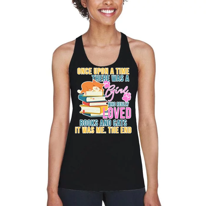 Cat And Books Girl Women's Racerback Tank