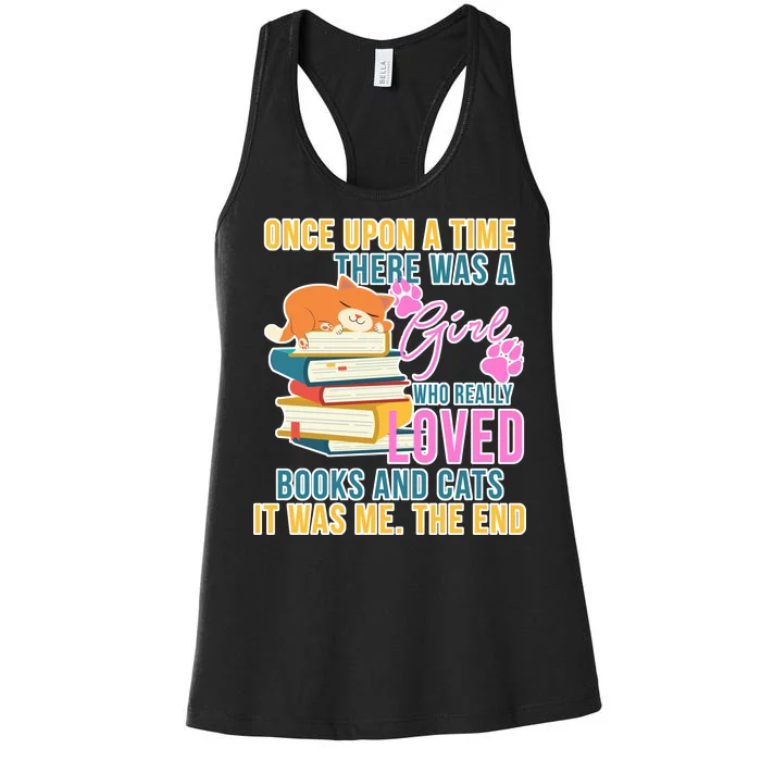 Cat And Books Girl Women's Racerback Tank