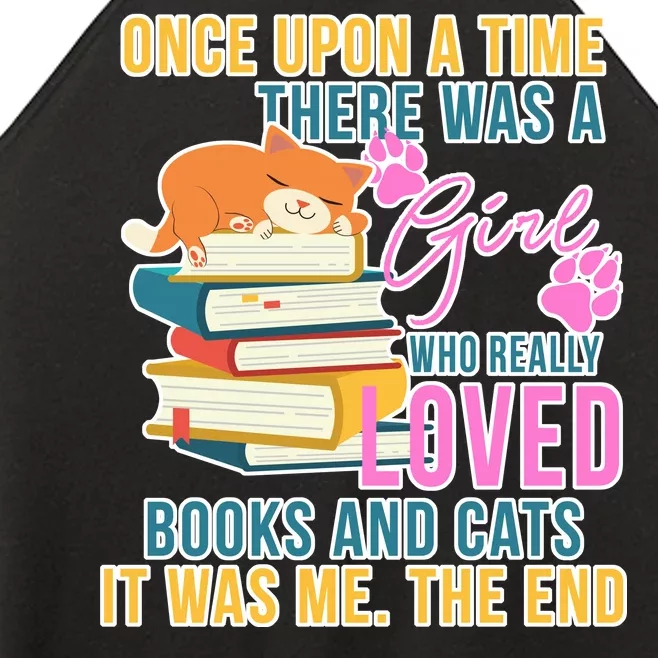 Cat And Books Girl Women’s Perfect Tri Rocker Tank