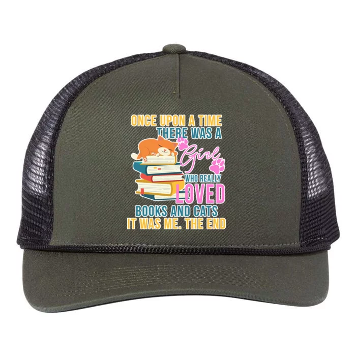 Cat And Books Girl Retro Rope Trucker Hat Cap