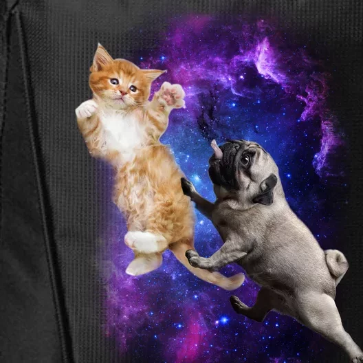 Cat And Pug In Space City Backpack