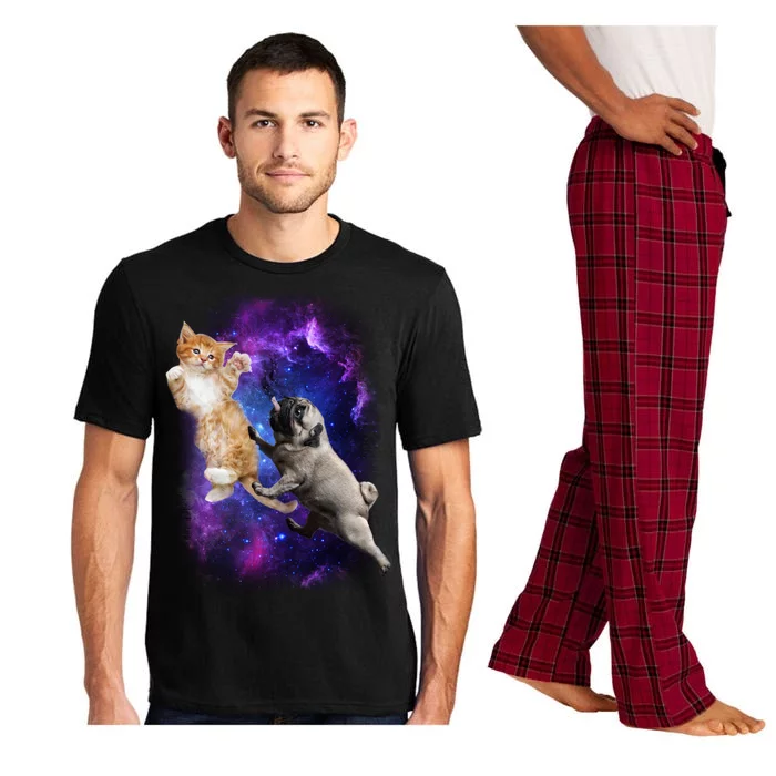 Cat And Pug In Space Pajama Set