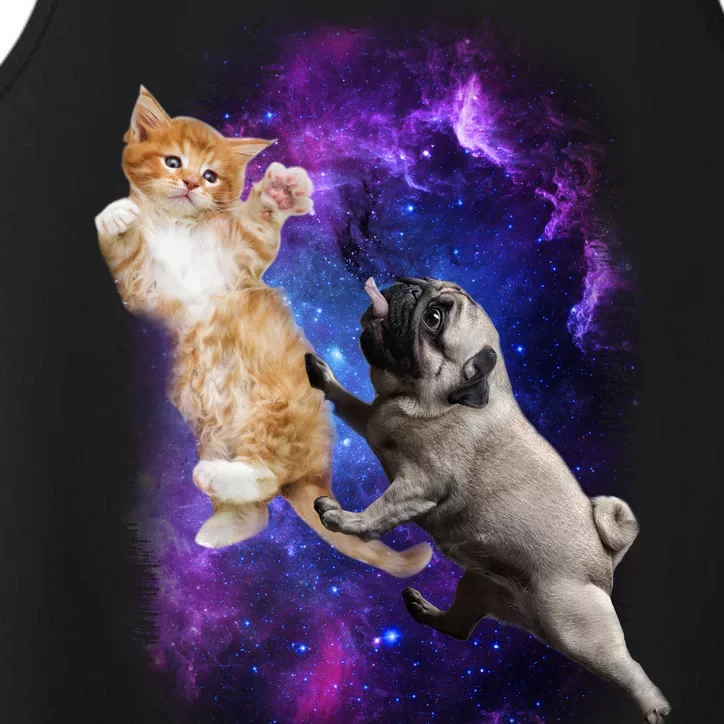 Cat And Pug In Space Performance Tank