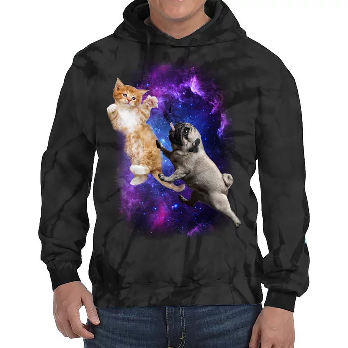 Cat And Pug In Space Tie Dye Hoodie