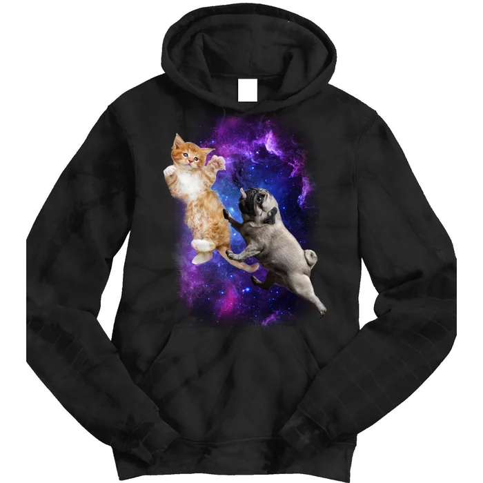 Cat And Pug In Space Tie Dye Hoodie