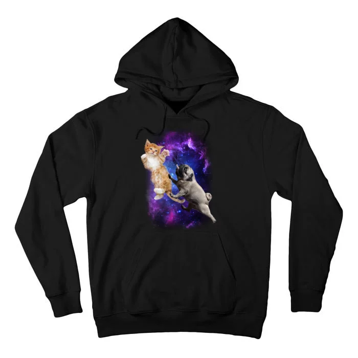 Cat And Pug In Space Tall Hoodie