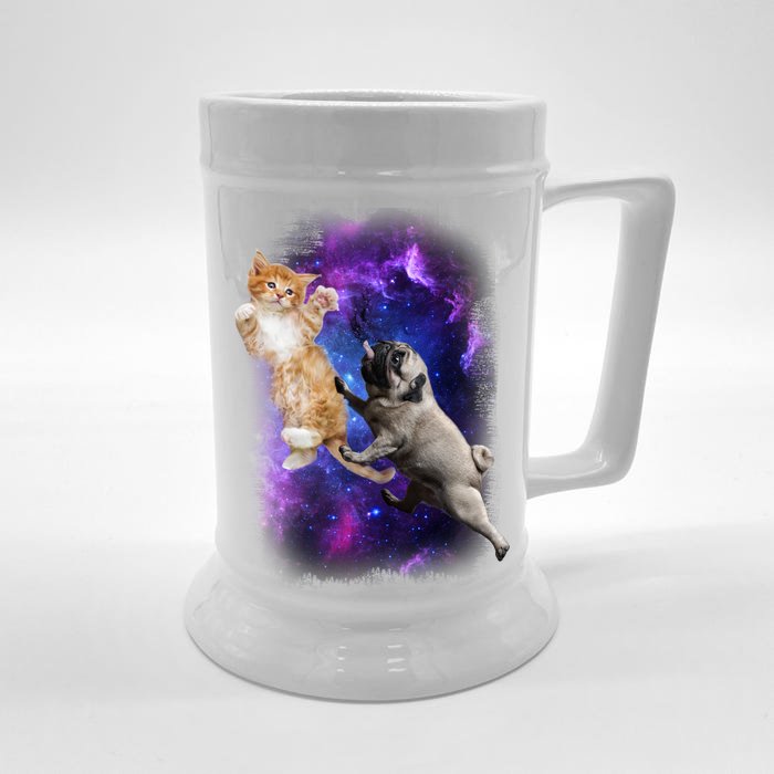 Cat And Pug In Space Front & Back Beer Stein