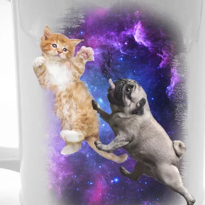 Cat And Pug In Space Front & Back Beer Stein