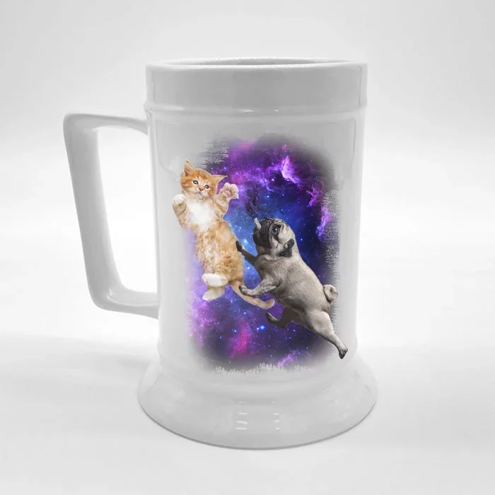 Cat And Pug In Space Front & Back Beer Stein