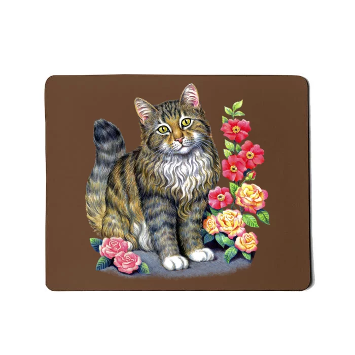 Cat and Roses Mousepad