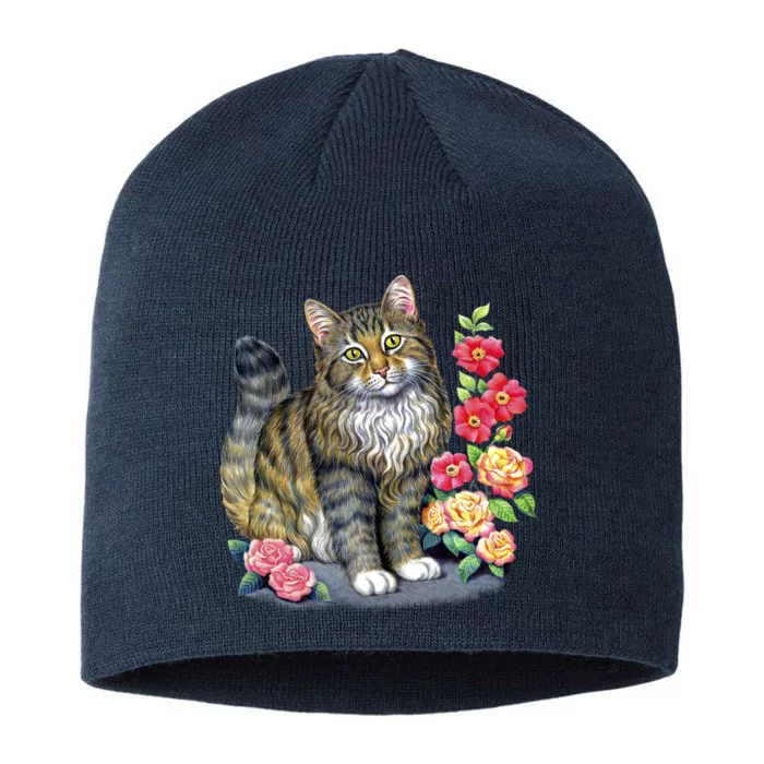 Cat and Roses 8 1/2in Sustainable Knit Beanie