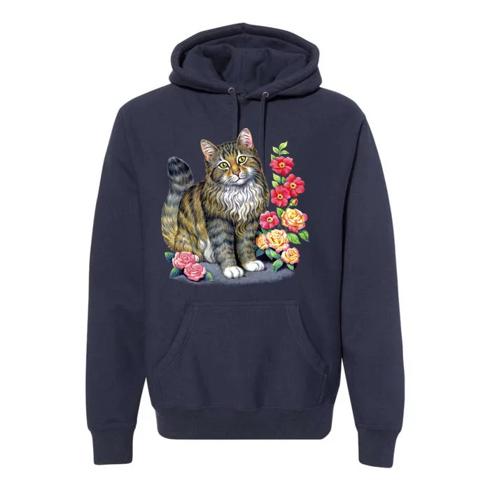 Cat and Roses Premium Hoodie