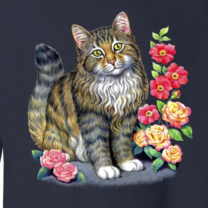 Cat and Roses Toddler Sweatshirt