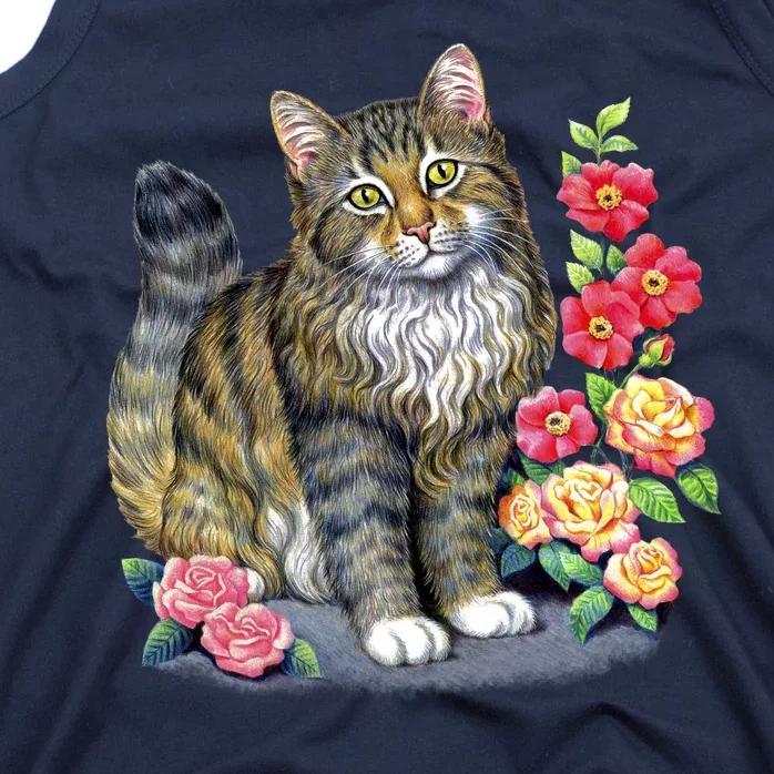 Cat and Roses Tank Top