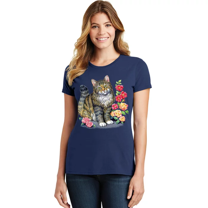 Cat and Roses Women's T-Shirt