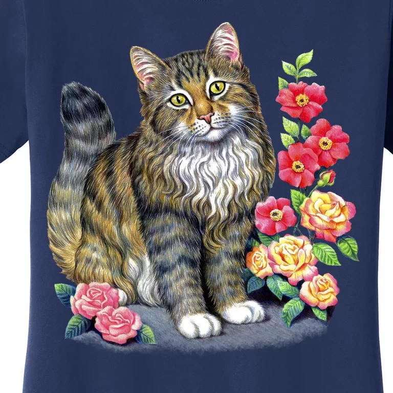 Cat and Roses Women's T-Shirt