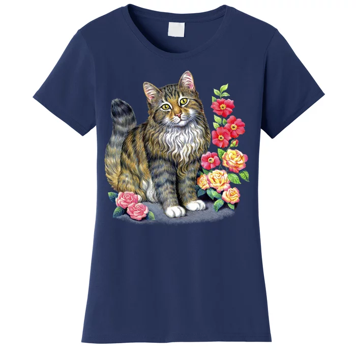 Cat and Roses Women's T-Shirt