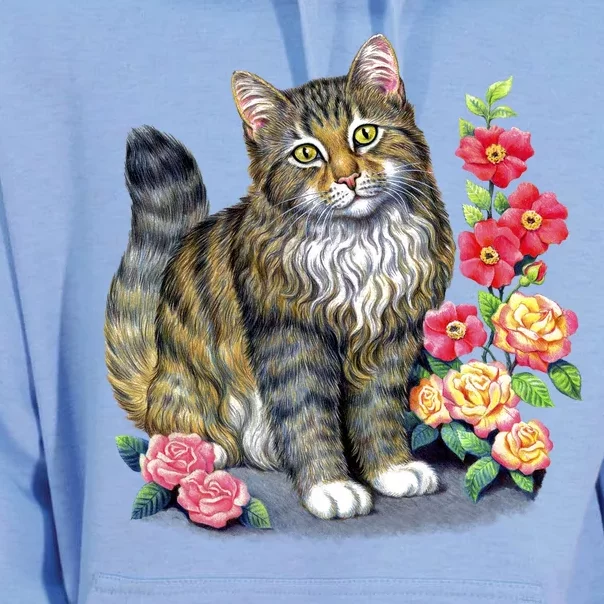 Cat and Roses Unisex Surf Hoodie