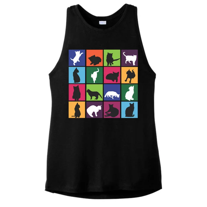 Cat Blocks Ladies Tri-Blend Wicking Tank