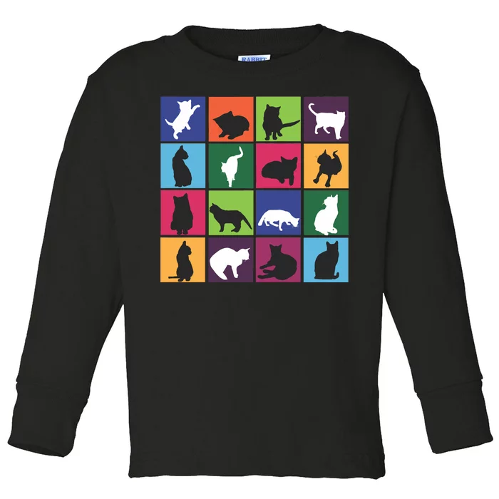 Cat Blocks Toddler Long Sleeve Shirt