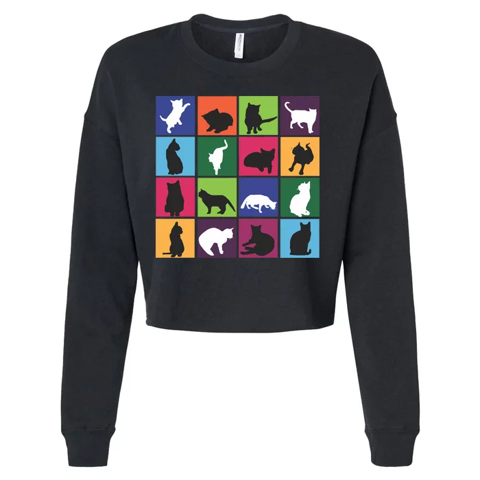 Cat Blocks Cropped Pullover Crew