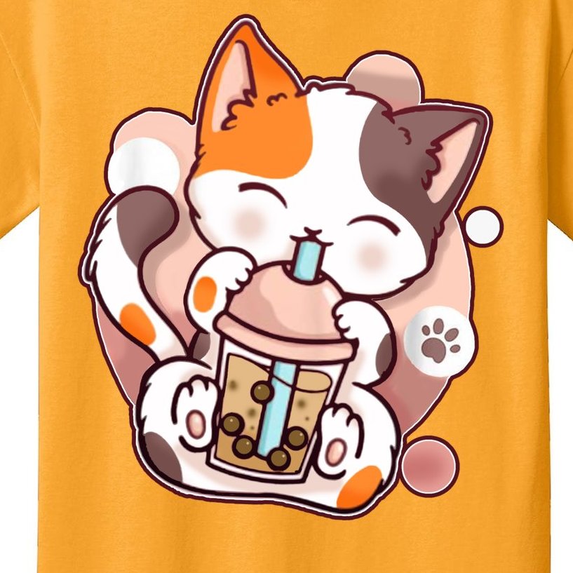 Cat Boba Tea Kawaii Kids T-Shirt