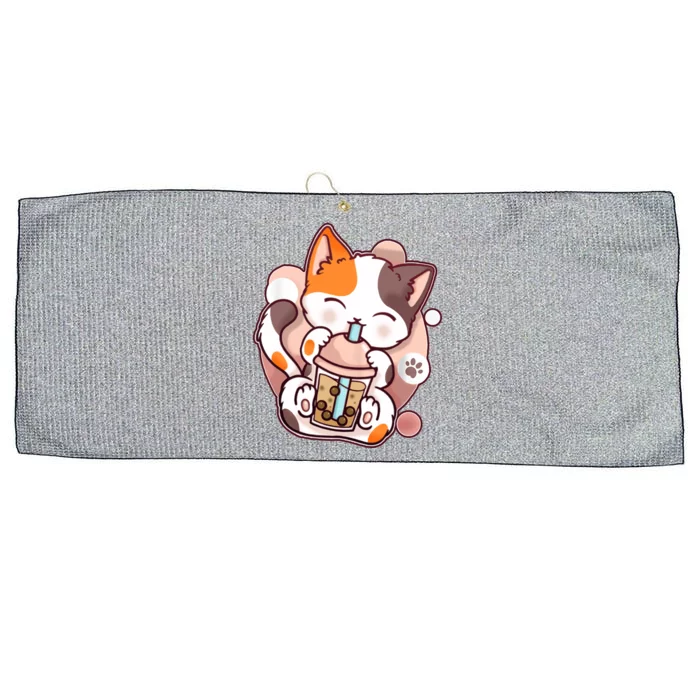 Cat Boba Tea Kawaii Large Microfiber Waffle Golf Towel