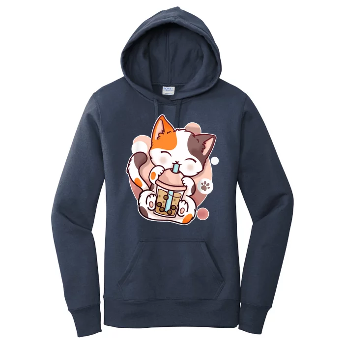 Cat Boba Tea Kawaii Women's Pullover Hoodie