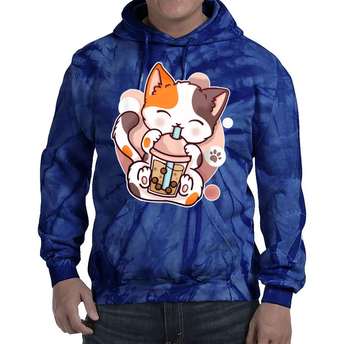 Cat Boba Tea Kawaii Tie Dye Hoodie