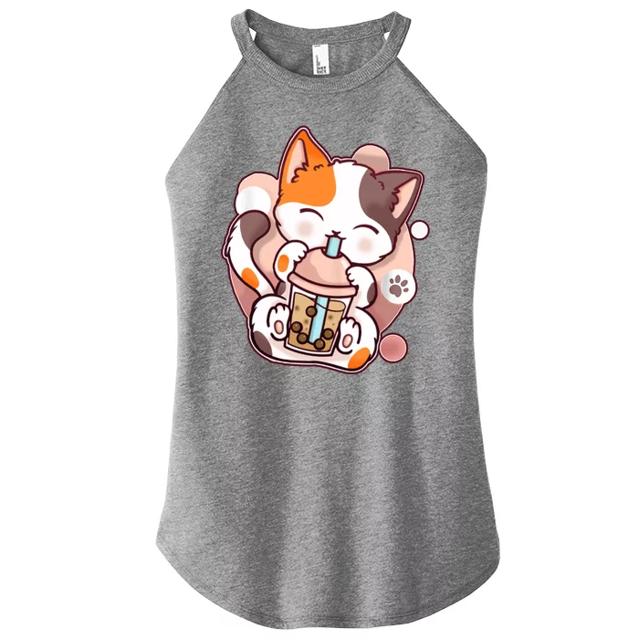 Cat Boba Tea Kawaii Women’s Perfect Tri Rocker Tank