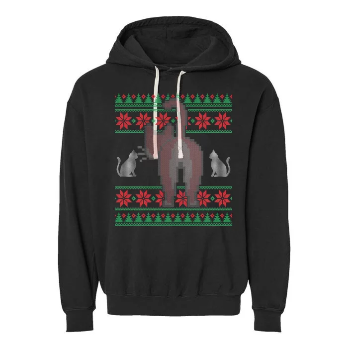 Cat Butt Ugly Christmas Sweater Design Garment-Dyed Fleece Hoodie