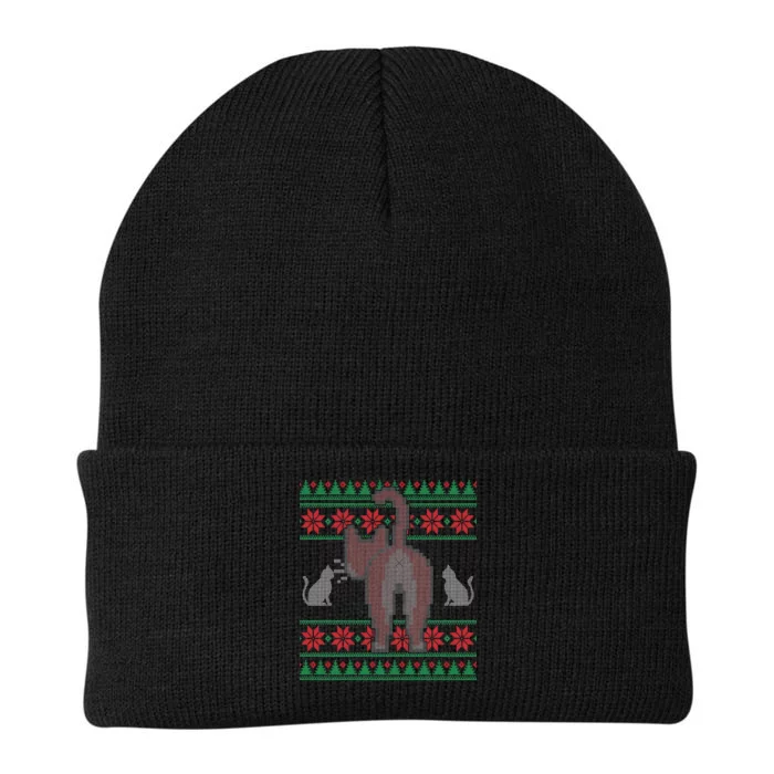 Cat Butt Ugly Christmas Sweater Design Knit Cap Winter Beanie