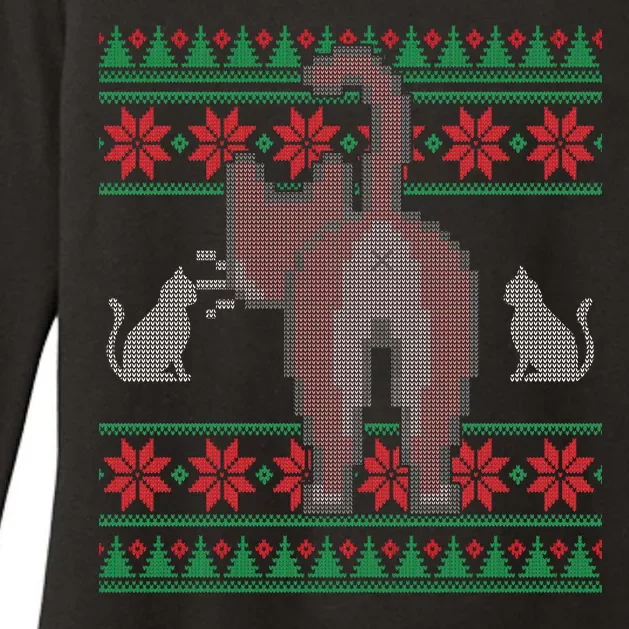 Cat Butt Ugly Christmas Sweater Design Womens CVC Long Sleeve Shirt