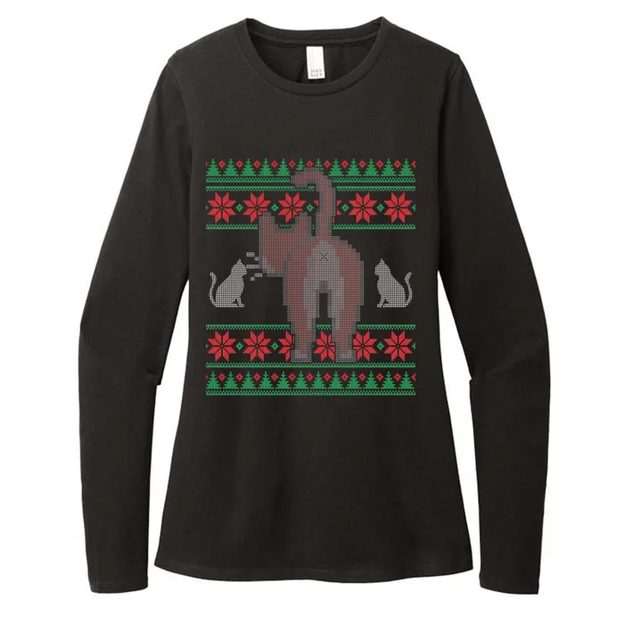 Cat Butt Ugly Christmas Sweater Design Womens CVC Long Sleeve Shirt