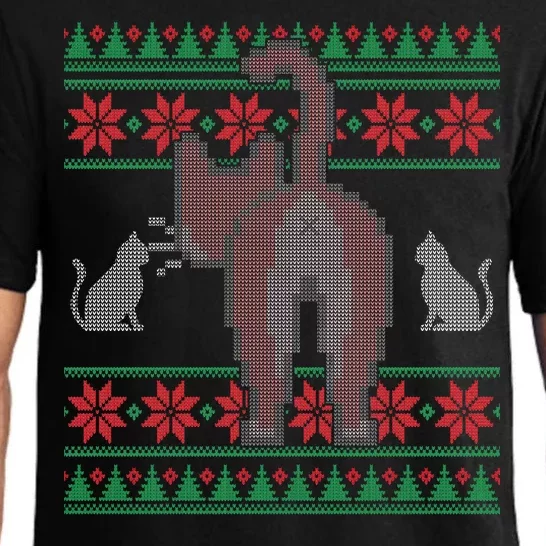 Cat Butt Ugly Christmas Sweater Design Pajama Set