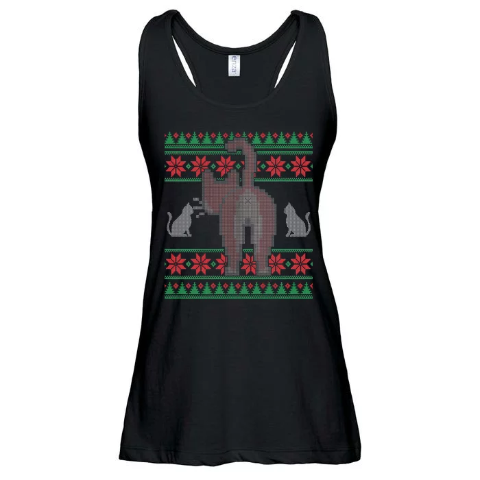 Cat Butt Ugly Christmas Sweater Design Ladies Essential Flowy Tank