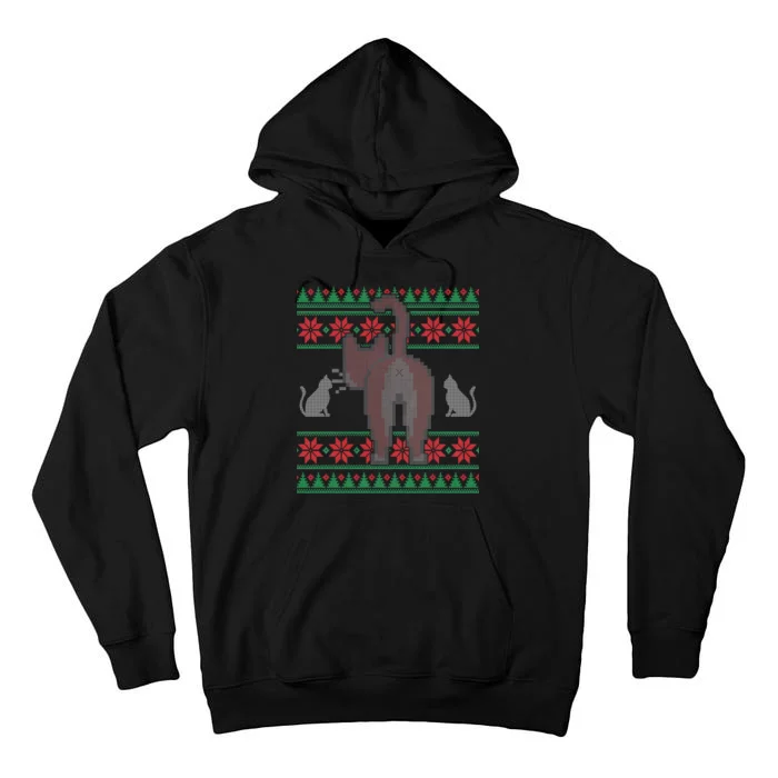 Cat Butt Ugly Christmas Sweater Design Tall Hoodie