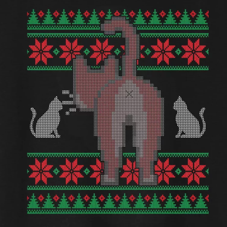 Cat Butt Ugly Christmas Sweater Design Women's Crop Top Tee