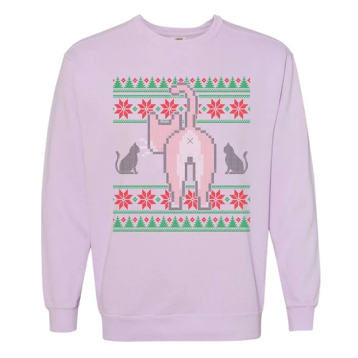 Cat Butt Ugly Christmas Sweater Design Garment-Dyed Sweatshirt