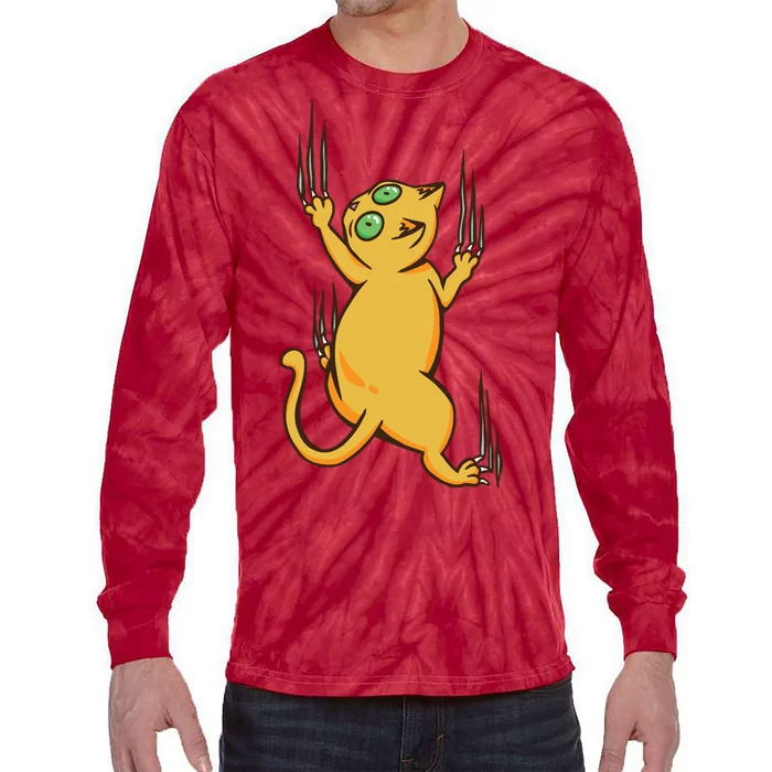 Cat Climbing Tie-Dye Long Sleeve Shirt